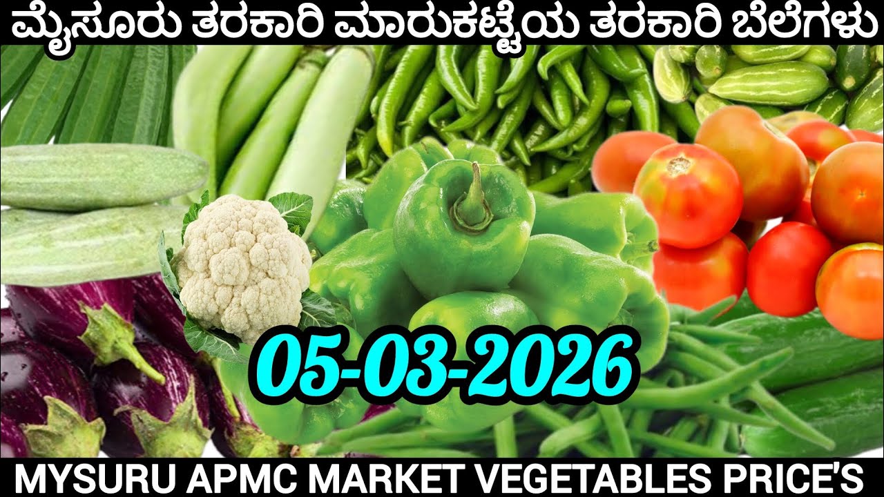 ಇಂದಿನ ||05/03/2026|| ಮೈಸೂರು ತರಕಾರಿ ಮಾರುಕಟ್ಟೆಯ ತರಕಾರಿ ದರ (ಪ್ರತಿ ಕೆಜಿಯ ದರ). #apmc #mysore #vegetables