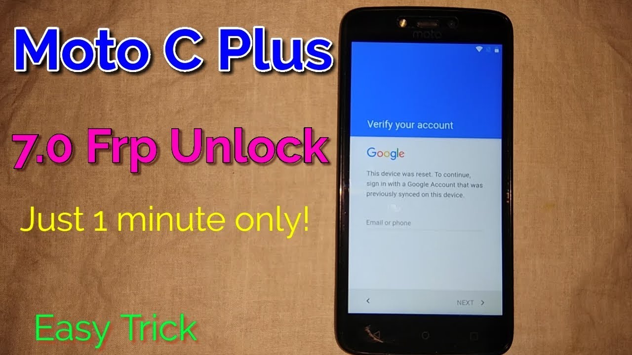 Motorola moto c plus XT1724 google account bypass, Frp reset_2018 || Verified Tricks