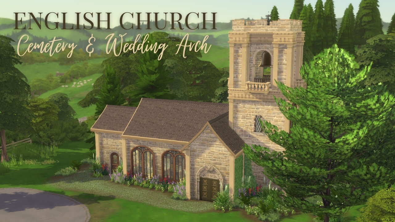 CHURCH WEDDING VENUE Sims 4 Speed Build No CC | English Stone Church & Graveyard Build
