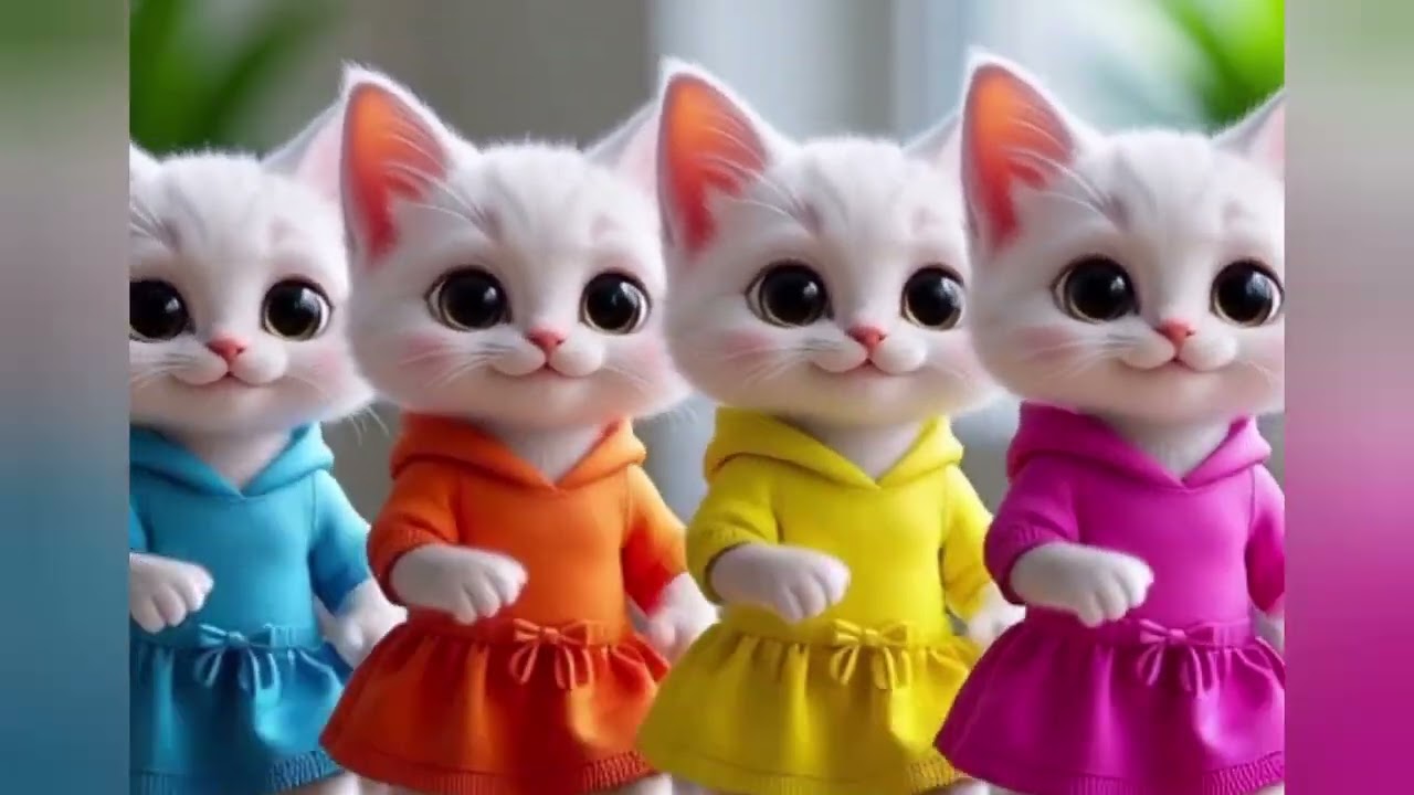 4 क्यूट सफेद बिल्लियों का 3D डांस 😍 Fluffy Kitten Dance | Viral Cute Video 