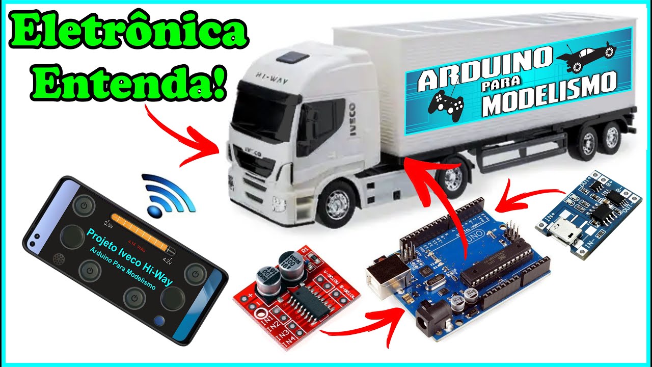 Como Fazer Caminhão de Controle Remoto Barato #04 Eletrônica Fácil do Mini Iveco Hi-Way com Arduino