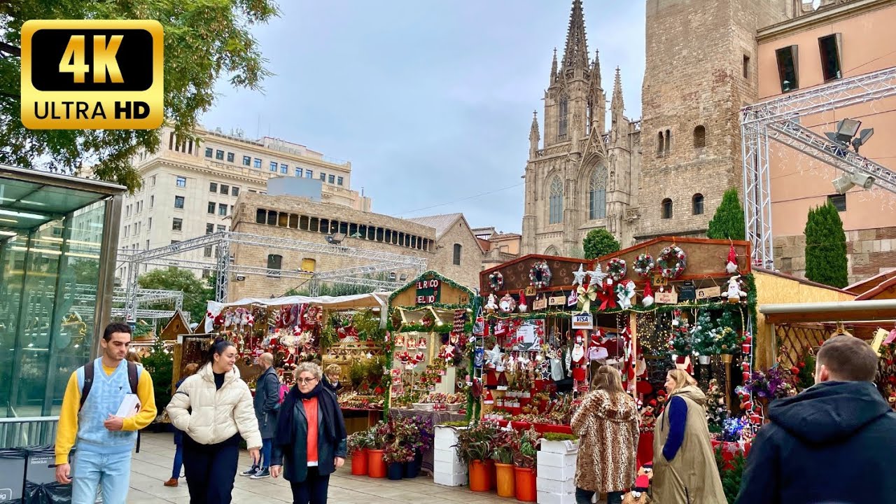 🎄 Barcelona Christmas Walk   2023 | 🎅🏽Central Barcelona Christmas Market [4K HDR]