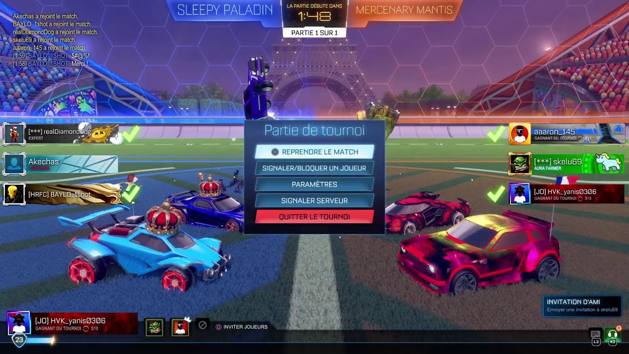 Je joue a rocket league avec vous