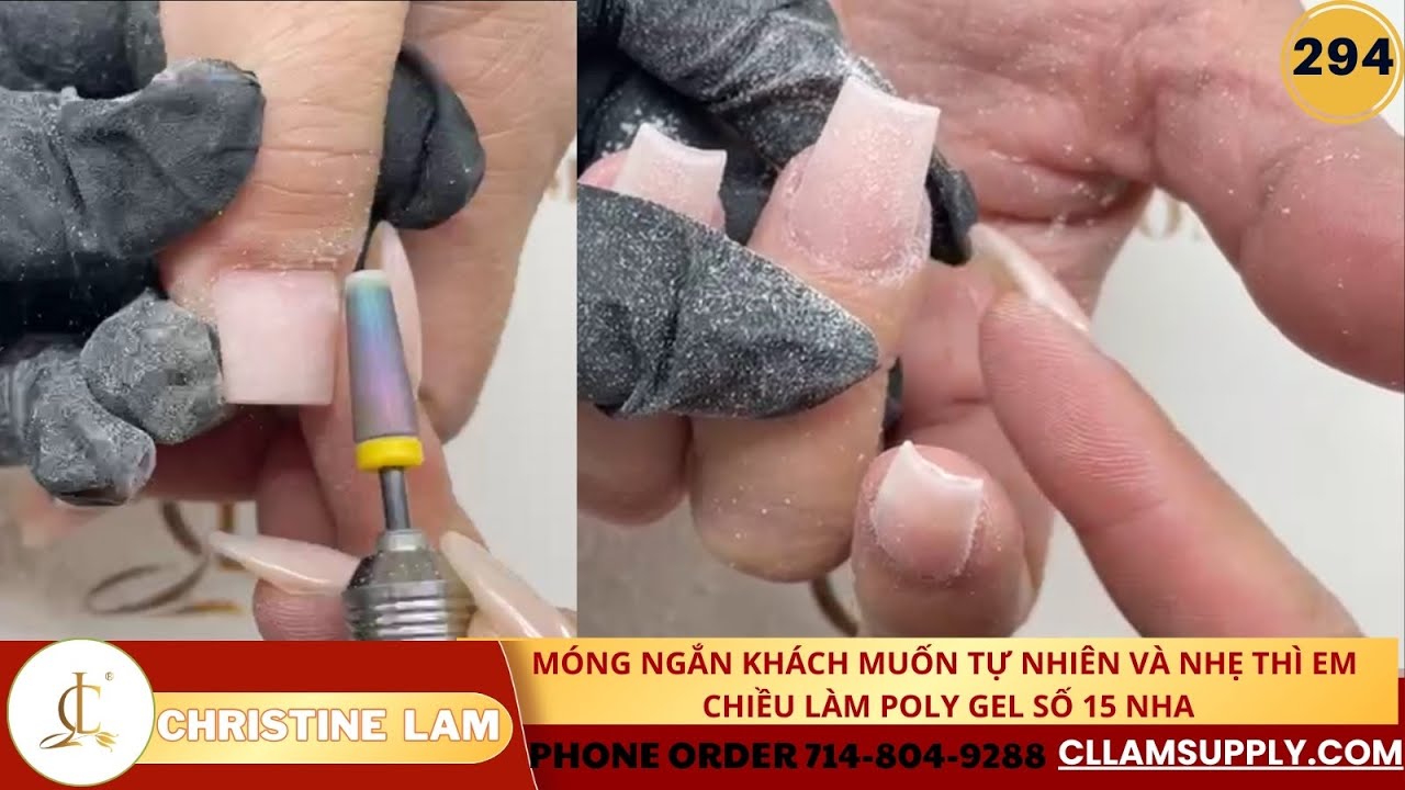 Móng ngắn khách muốn tự nhiên và nhẹ thì em chiều làm poly gel số 15 nha