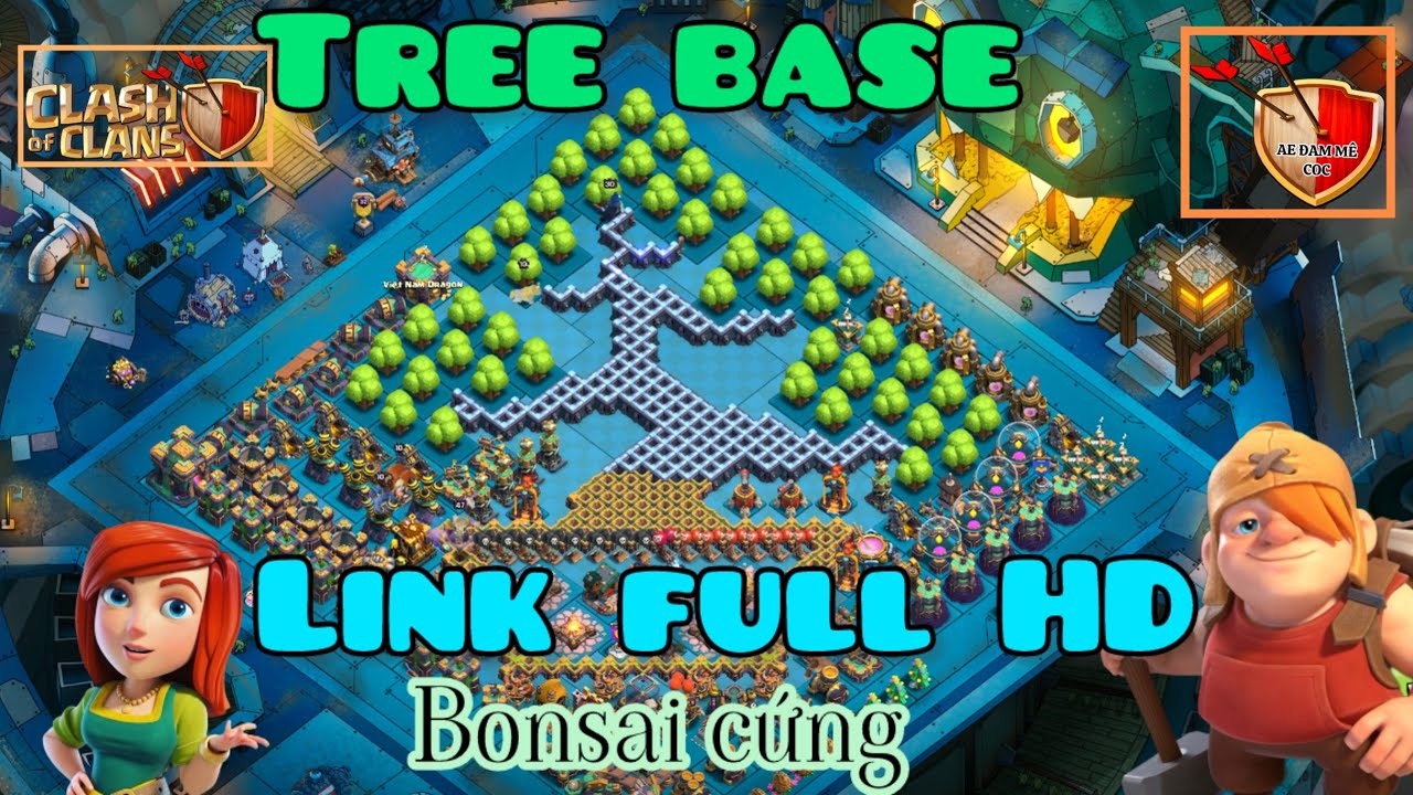 Base trang trí cây to, cây bắp cải, base bonsai | Tree base design #clashofclans #coc #aedammecoc 