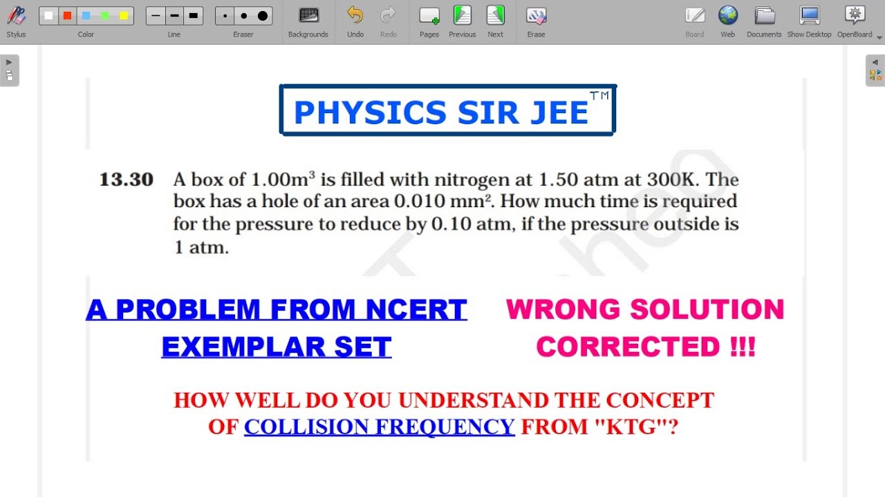 RESOLVED-04 ! A MUST SEE! KTG : COLLISION FREQUENCY, CORRECTED SOLUTION OF NCERT EXEMPLAR prob 13.30