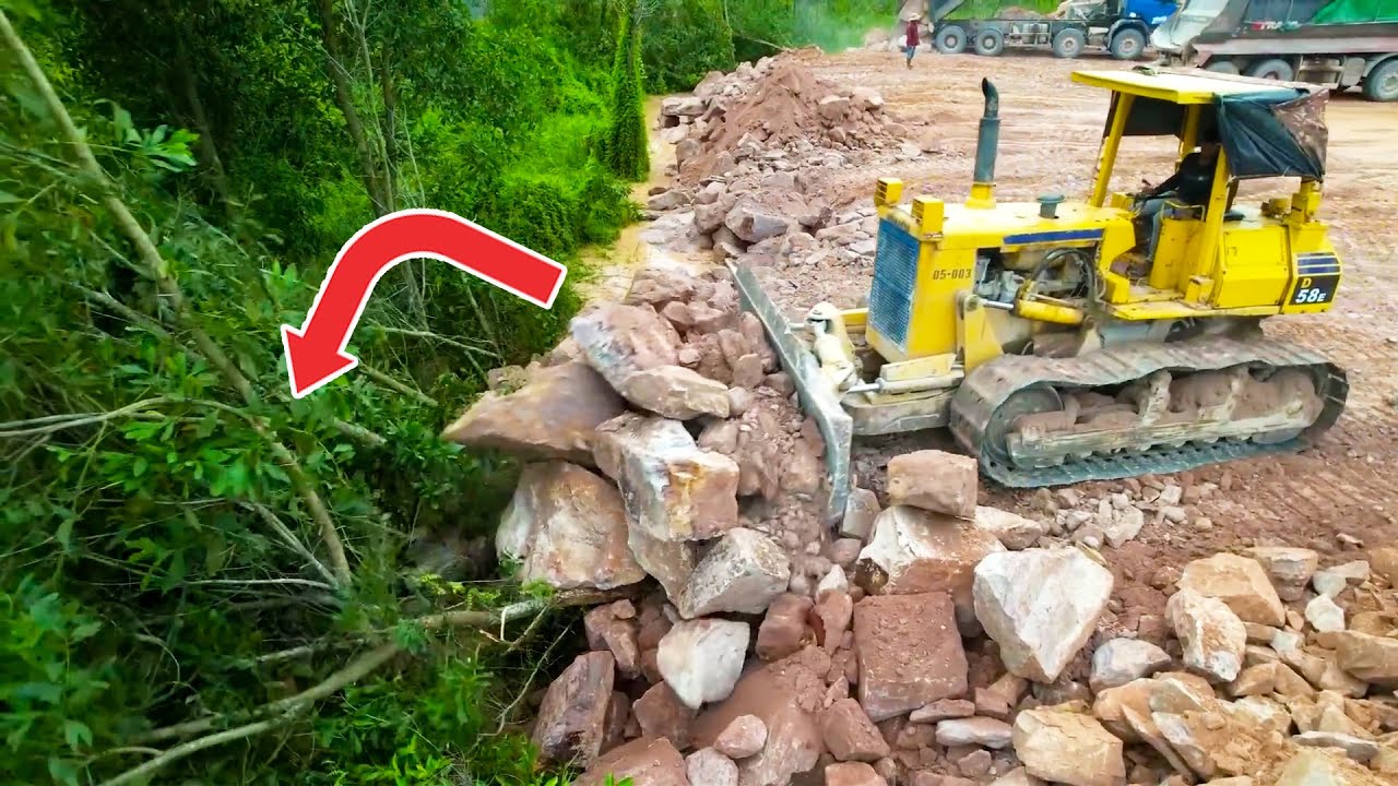 Amazing Activities Land Reclamation Process Huge Landfill Strong Bulldozer & Dump Trucks Working