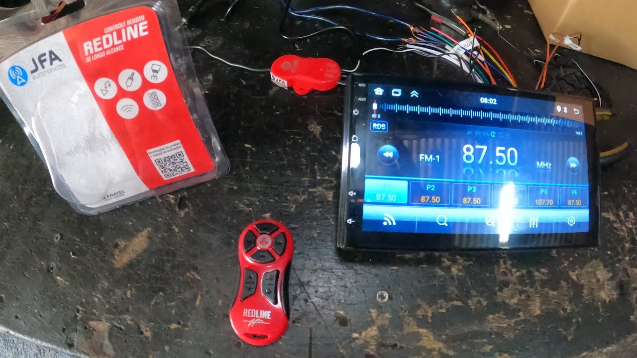 Instalação de controle longa distância JFA redline central multimídia Android importada