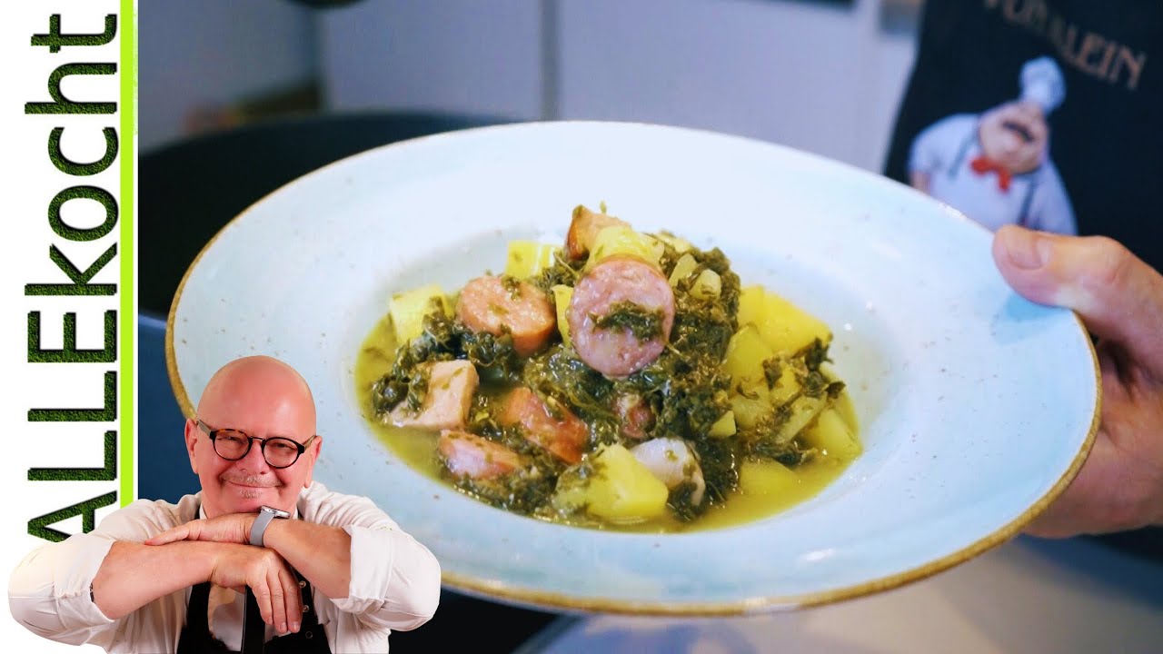 Gr&uuml;nkohl Rezept von Oma, den Gr&uuml;nkohl als Eintopf zubereiten. ONE POT