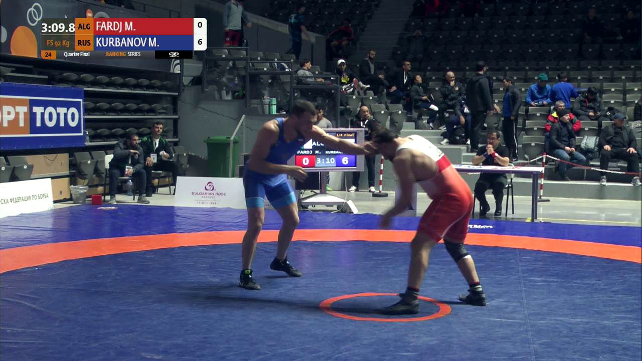 1/4 FS - 92 kg: M. FARDJ (ALG) v. M. KURBANOV (RUS)