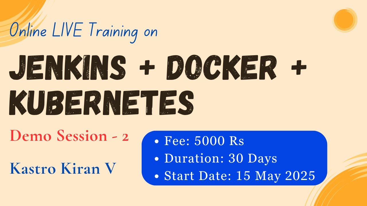 Online Training on Jenkins+Docker+Kubernetes | Registration Details in Description | Kastro Kiran V