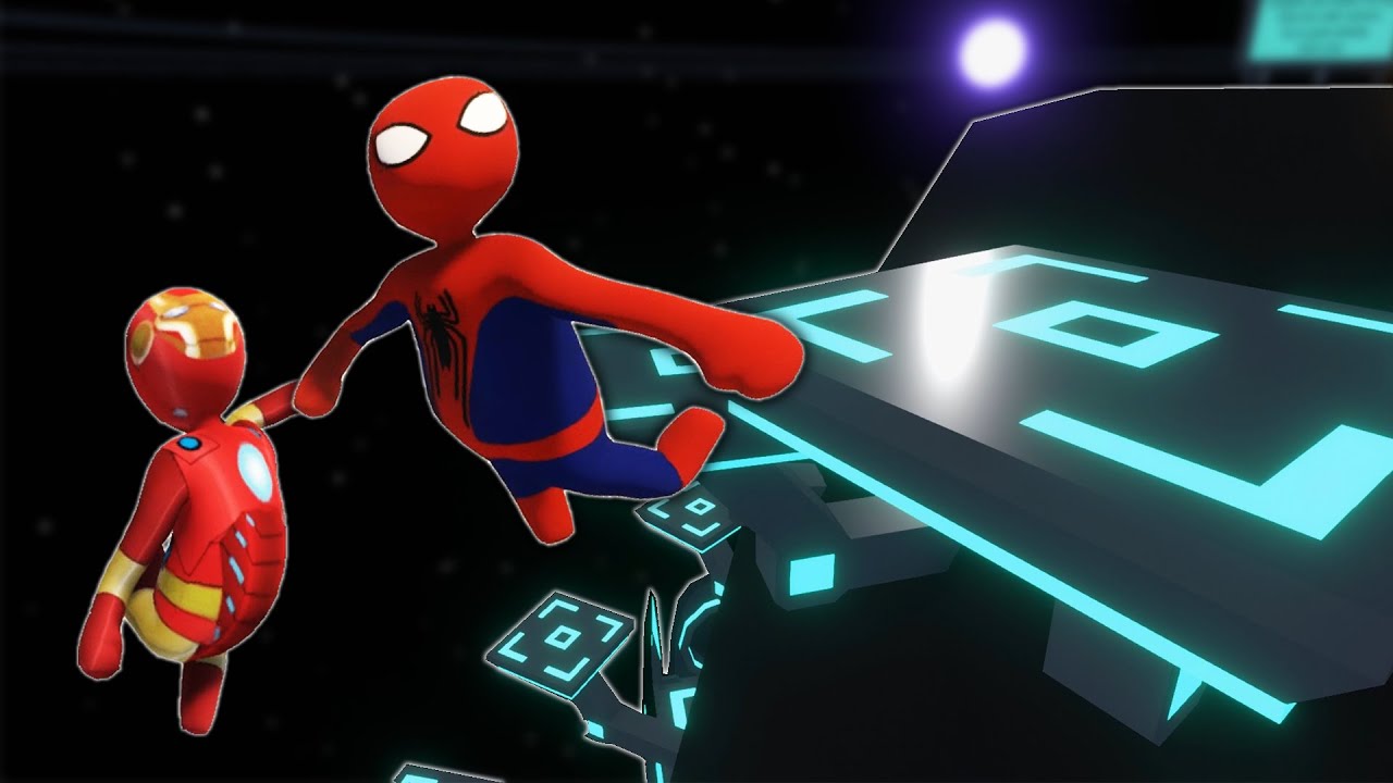WE CLIMBED A MOUNTAIN IN SPACE?! Ft. Spider-man and Iron-Man (Human Fall Flat)