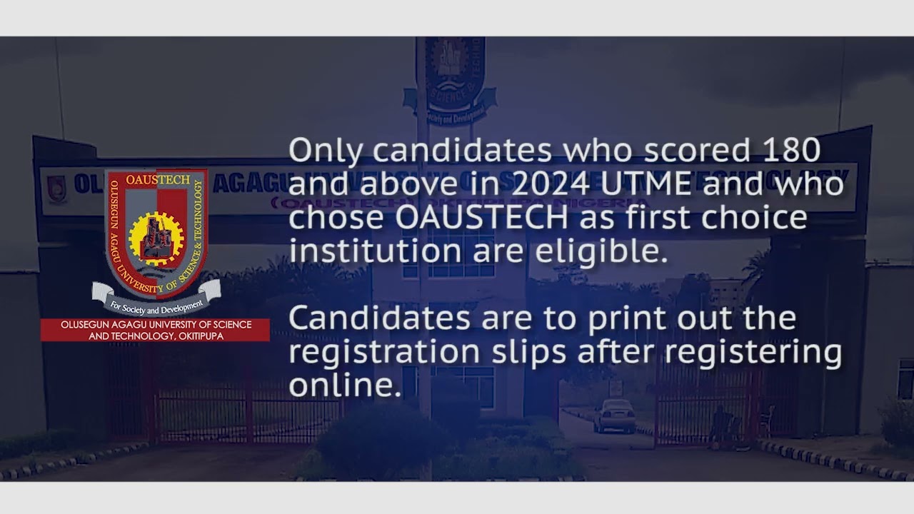Post UTME screening exercise is 21st October, 2024. For more details :08066275123