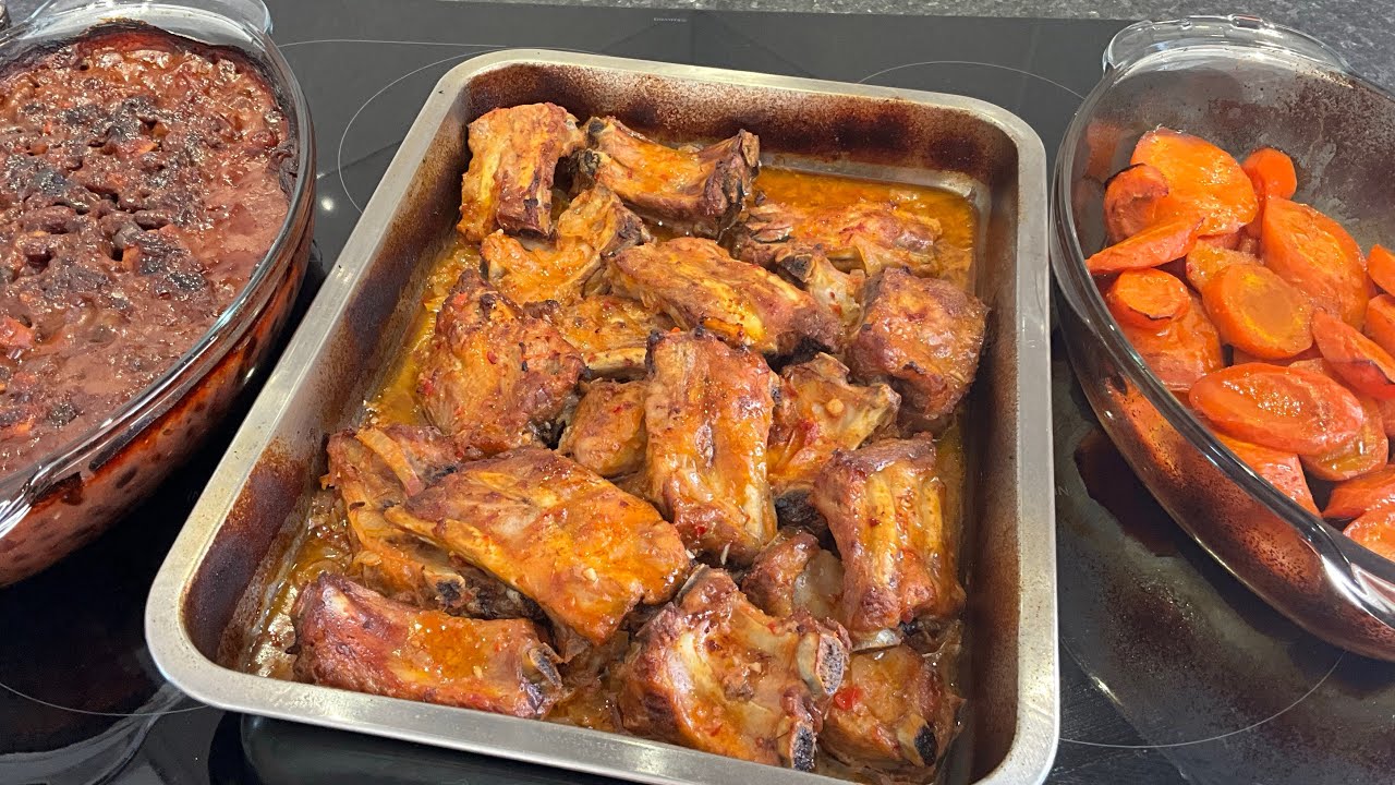 Entrecosto (Ribs)no Forno para Acompanhar Feijão Assado e Cenoura Assada …Delícia