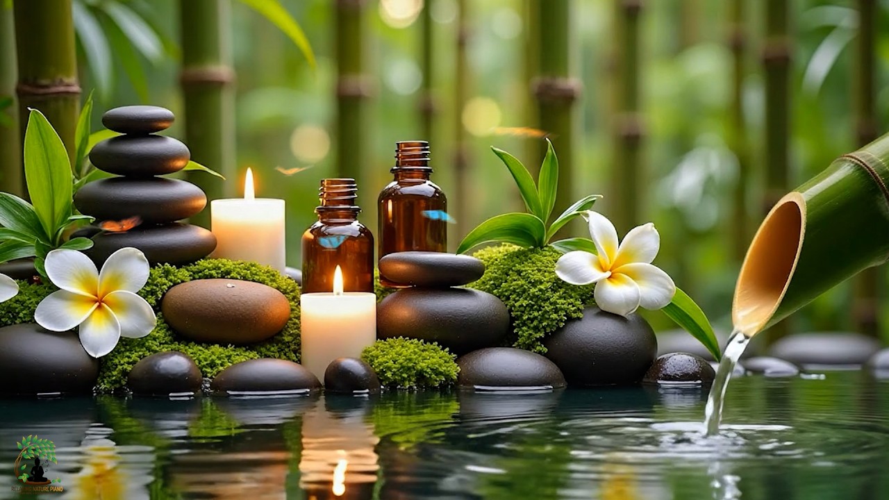 Soothing Spa Piano Music 🌿 Relaxing Sleep, Nature Sounds & Bamboo Water Fountain for Calm Mind Music
