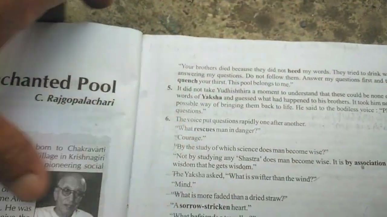 The Enchanted Pool.  Class.. 10th ( NCERT )