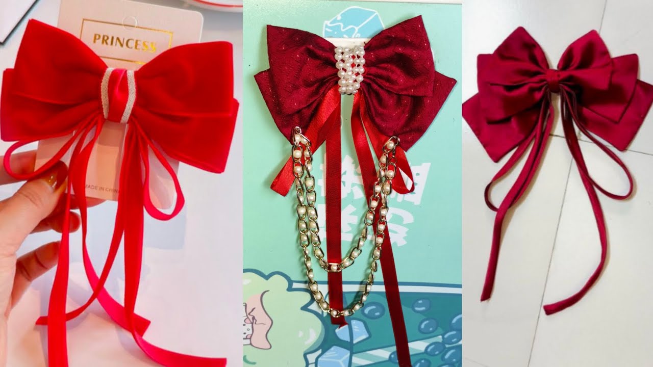 Hair bows / How to make a bow with long tail 🎀long tail hair bows✨ #hairbows #hairbowtutorial😍