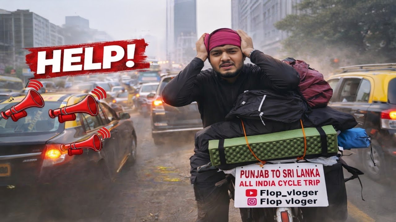 👉 Cycle Se Mumbai Cross Karna Mission Impossible 😱 Traffic + Pollution Shock punjab to Sri Lanka 