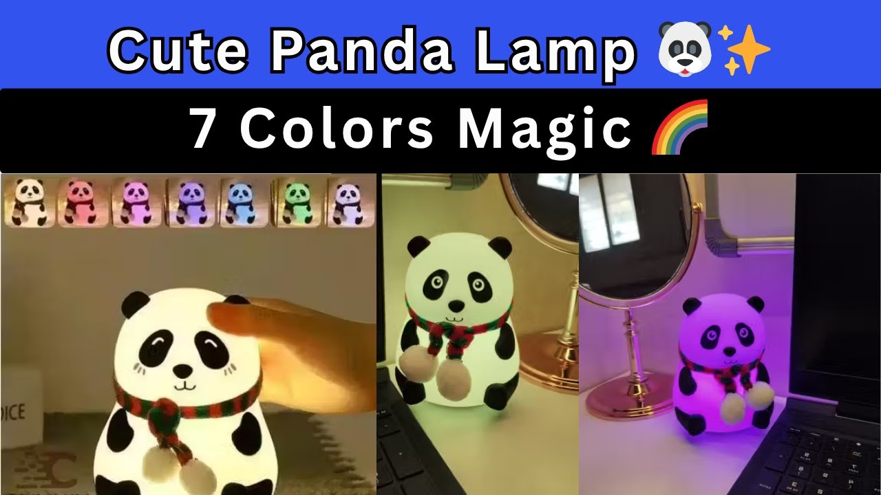 Cute Panda Night Lamp 😍 || 7 Colors Changing USB Rechargeable Light Review