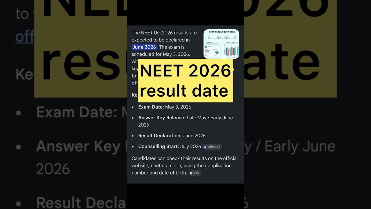 NEET exam 2026 result date | neet result date 2026