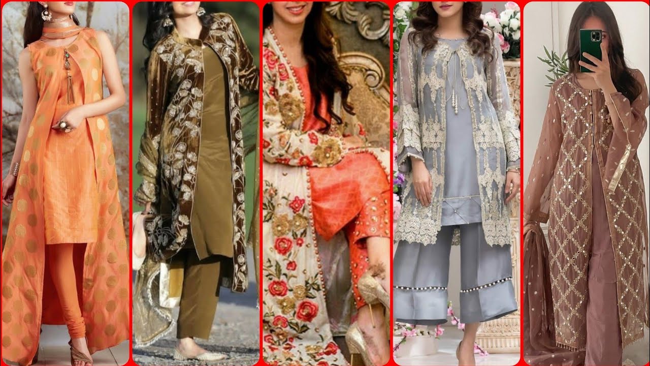 Party Wear Double Shirt Dress Design For Girls/Gown Style Fancy Front Open Double Shirt Design 2025