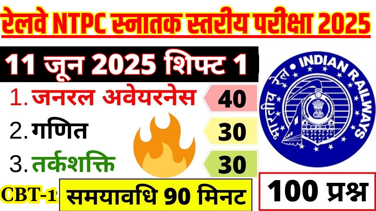 rrb ntpc previous year question paper |ntpc graduate level 11 june 2025 shift 1 paper #ntpc 2026