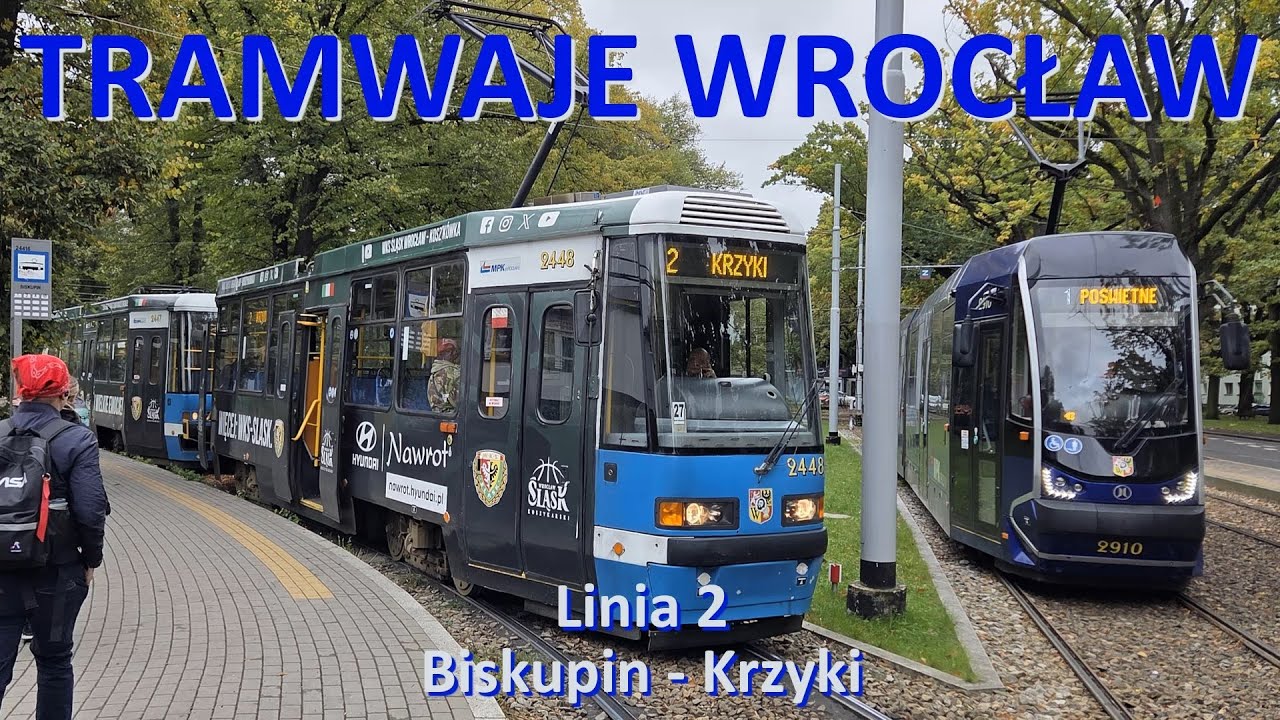 Tramwaje Wrocław. Linia 2 Biskupin - Krzyki/Traveling the entire route of line 2 in Wroclaw (Poland)