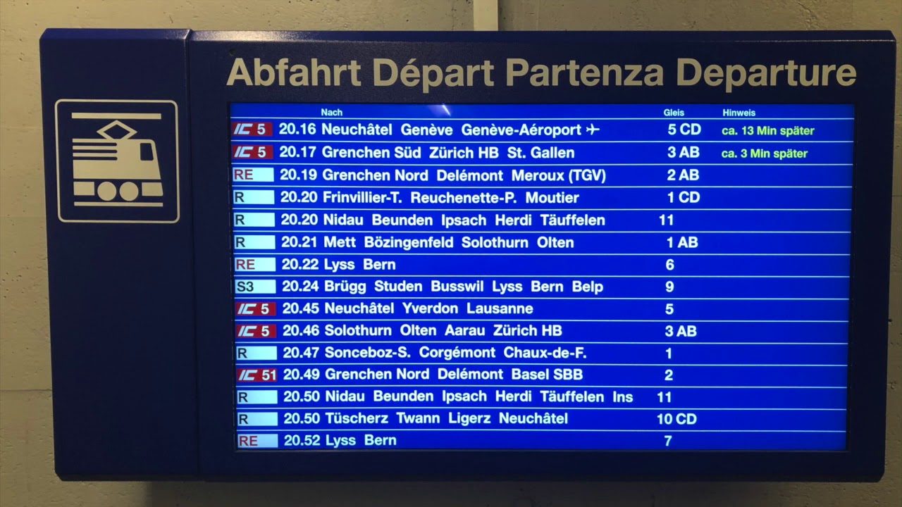 SBB Ansage/annonce CFF - Biel/Bienne ihre nächsten Verbindungen/ vos prochaines correspondances