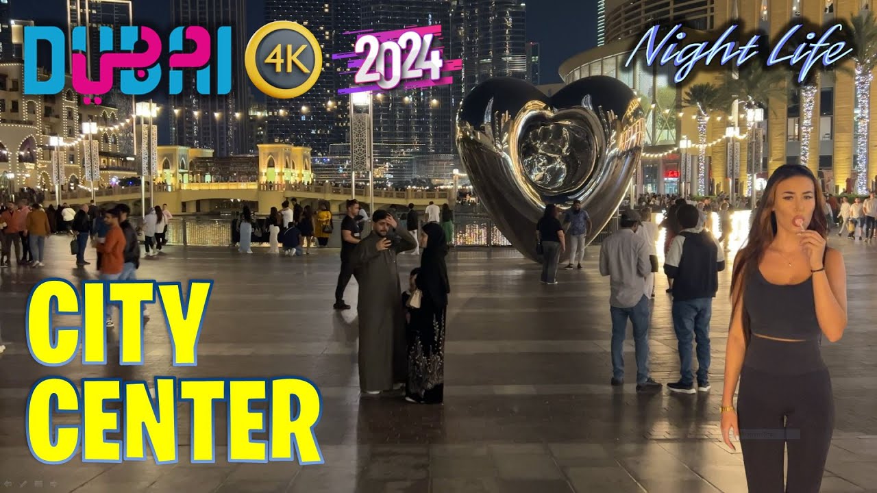 Dubai 🇦🇪 Burj Khalifa City Center Walking Tour [4K] - Downtown NightLife (January 2024)