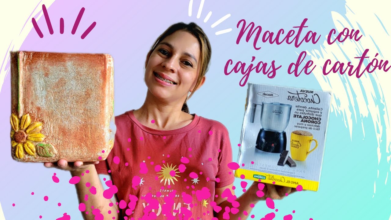 MACETAS EN CONCRETO CON CAJAS DE CARTON// Textura en relieve!