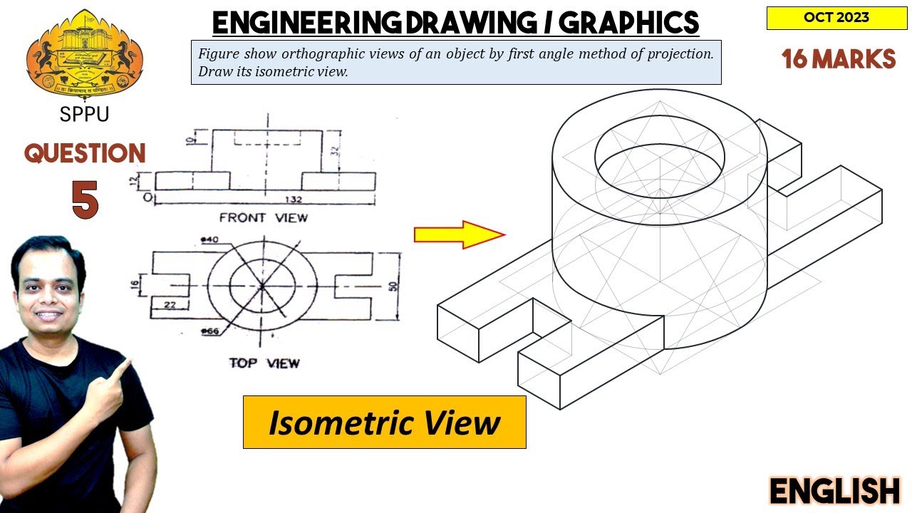 SPPU | Pune University | Oct 2023 | Engineering Graphics | PYQ | Q5 | Isometric View
