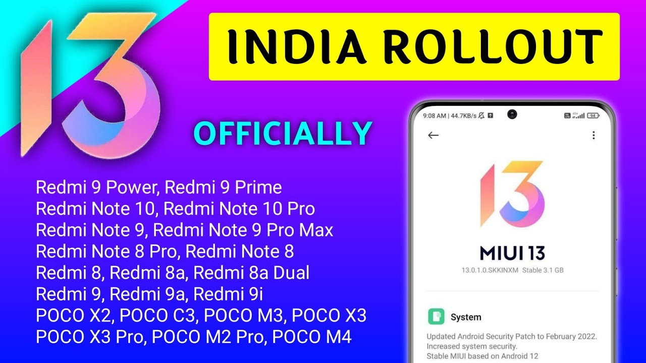 MIUI 13 India Rollout - Redmi 9 Power/Prime, Redmi 8/8a Dual, Redmi Note 10/Pro, POCO X3/Pro,C3,M2