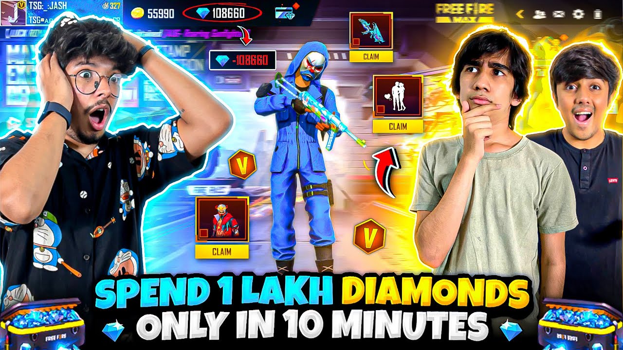 Challenging 6 Year Old Kid😂To Spend 50,000 💎Diamond & Win 1 Lakh ₹ 😍in 8 Min - Garena Free Fire