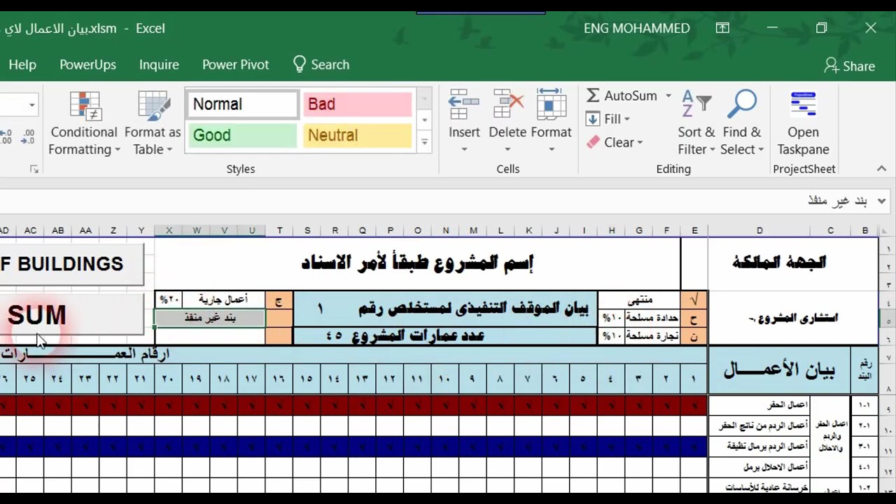 بيان الاعمال لاي مشروع