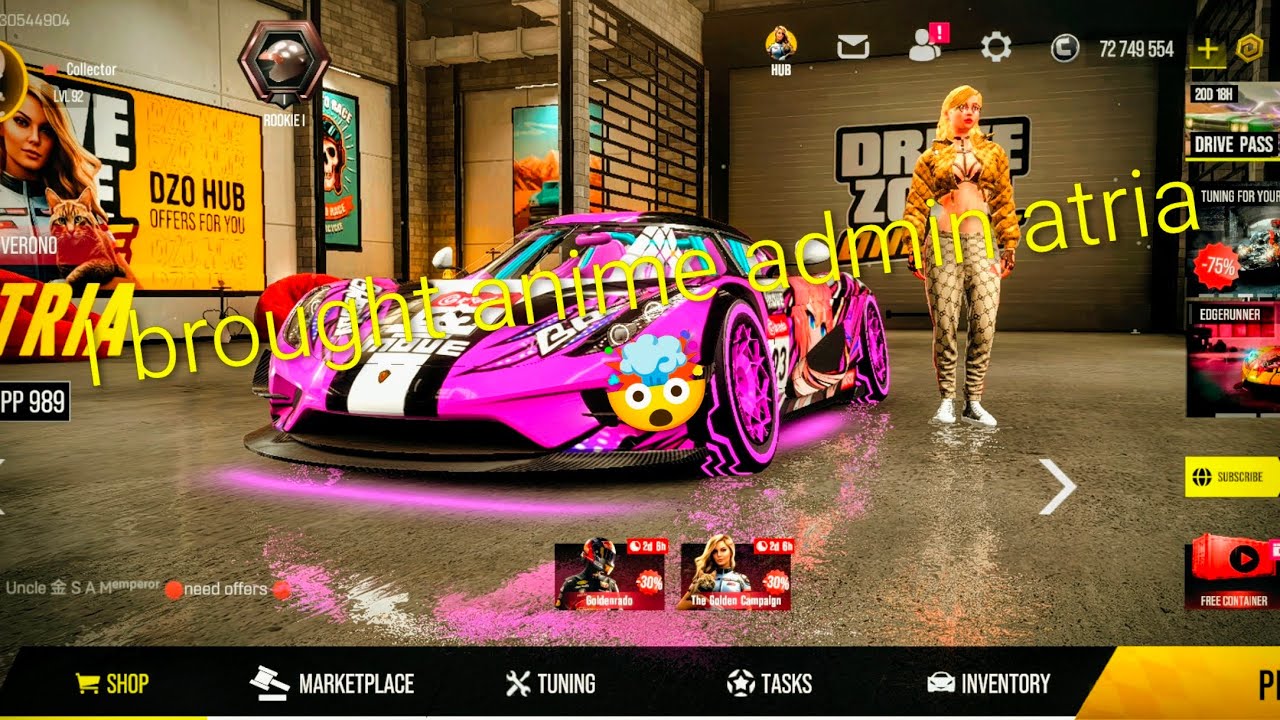 I brought rarest cp max anime admin atria🤯 in drive zone online. Drive zone online. 