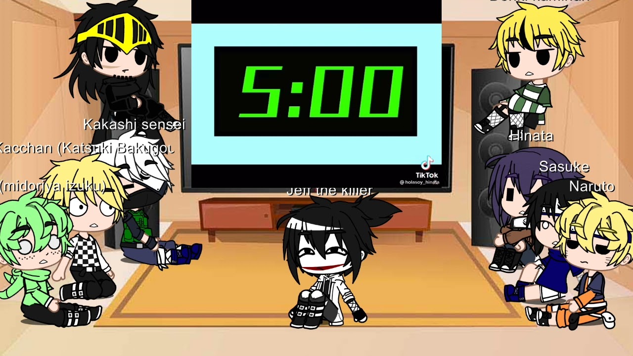los personajes de Naruto y bnha reaccionando a creepypastas