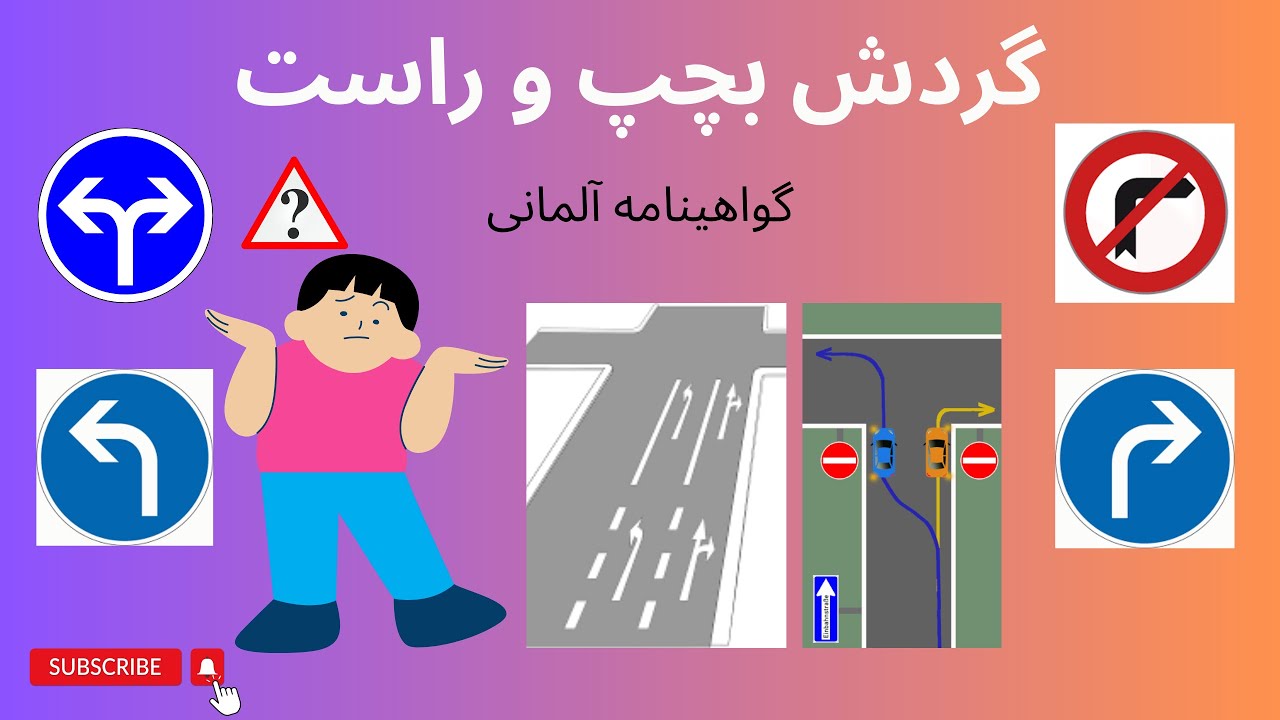 #گواهینامه  #آلمانی_به_فارسی.گردش بچپ و راست. بخش دوم #عملی .مطالب#امتحان #رانندگی