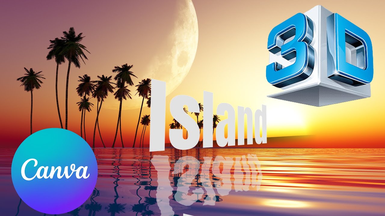 3D Perspective Text with a Reflection Effect - Perspective Effect Canva Tutorial - Island