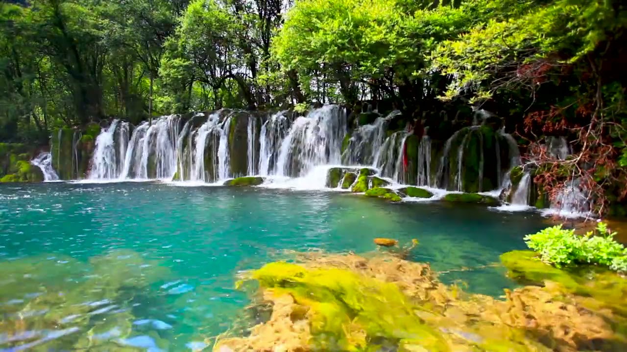 Amazing Waterfalls in Sichuan. Nature Sounds, Waterfall Sounds, Water White Noise for Sleep, Study.