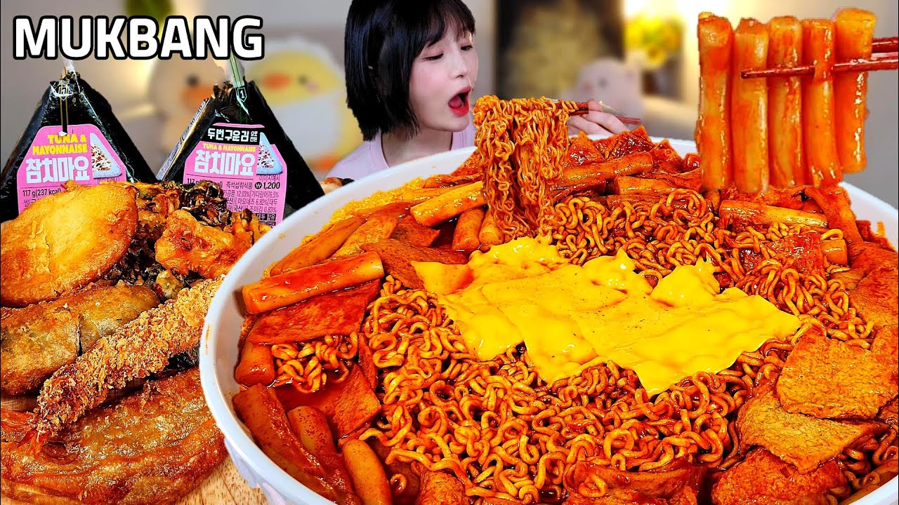 Käse tteokbokki Thun Mayonnaise Kimbap koreanSchulfutter MUKBANG