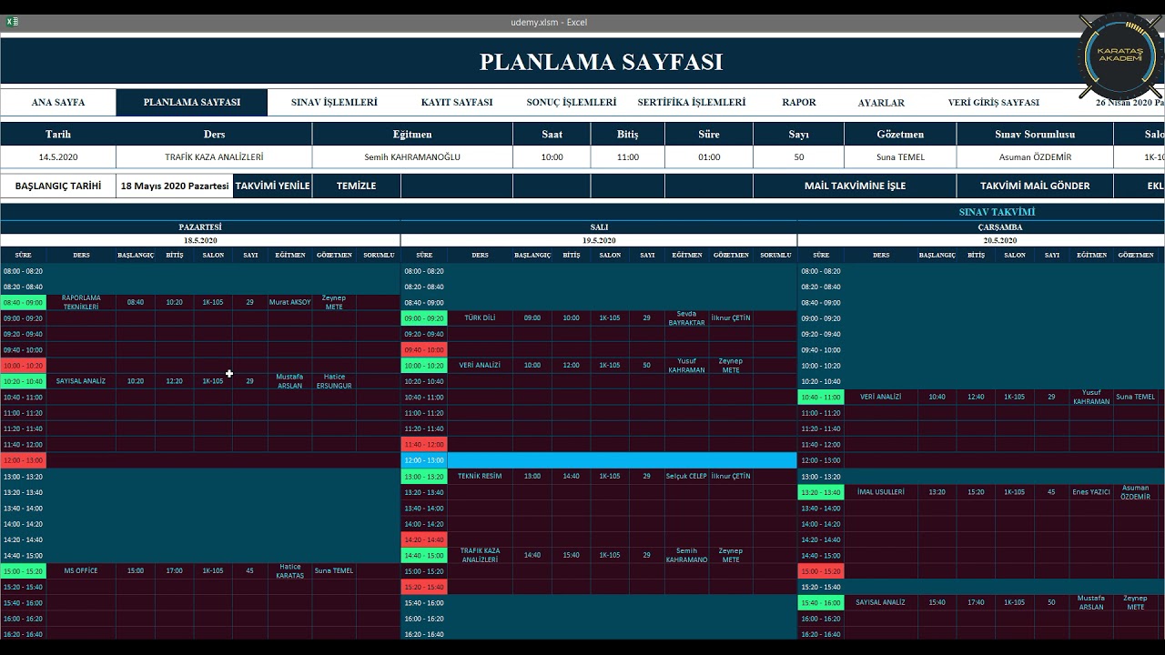 MS Excel | Excel VBA Macro | DERS 1 | Planlama Sayfası Tasarımı