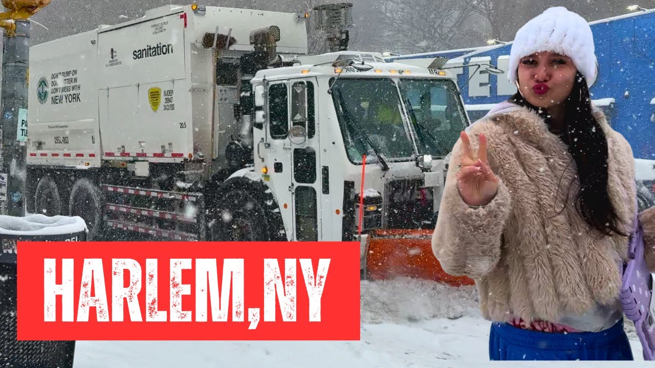 Harlem Snowstorm Walk 4K — 125th Street Blizzard | NYC Snowstorm 2026 ❄️ (Real City Sounds)