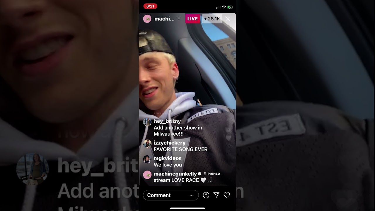 Machine Gun Kelly on Instagram live Friday, April 30, 2021