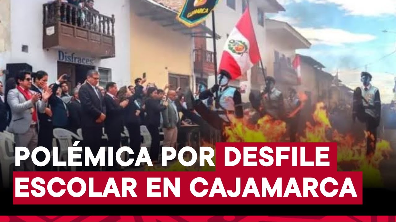 Cajamarca: polémica por marcha de alumnos de un colegio sobre hileras de fuego