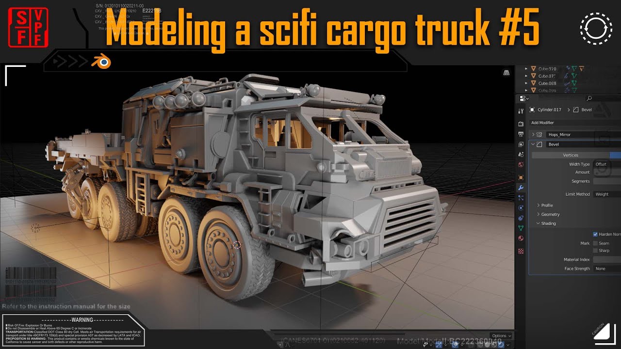 Modeling a scifi cargo truck #5