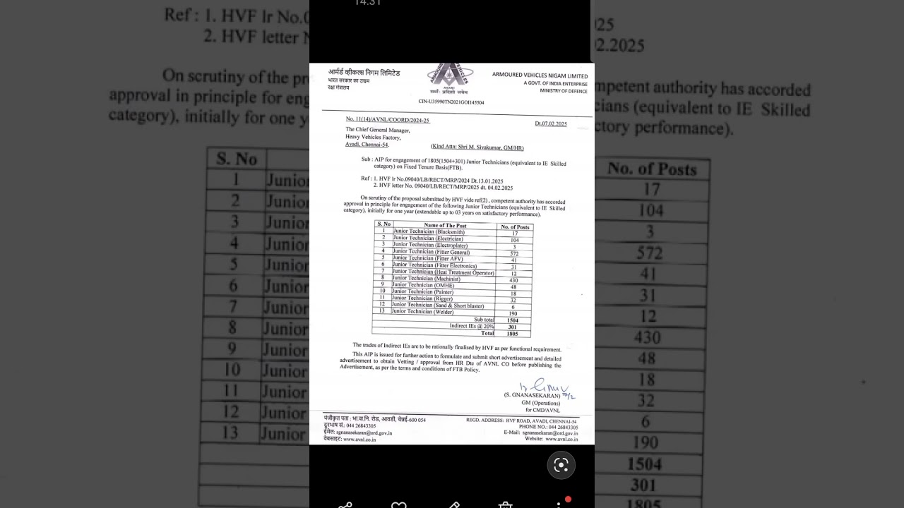 बंपर भर्ती 2025 🥳 Post: 1800+ | AVNL ITI Junior Technician Recruitment 2025 #ordnancefactory