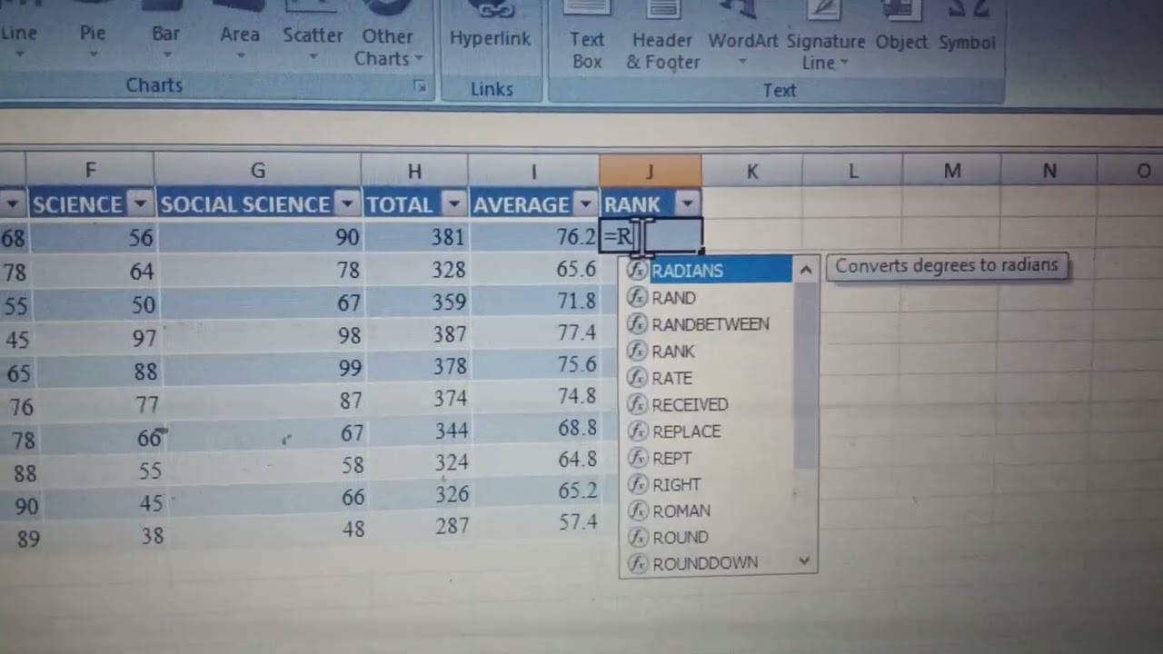 Create Student Marklist...Calculate Total, Average, Rank💻