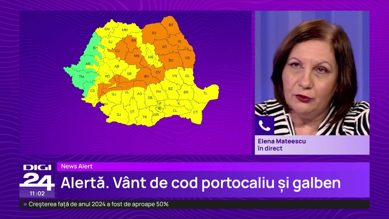 ANM a actualizat prognoroza meteo. Cod galben și portocaliu de v&acirc;nt puternic și ninsori