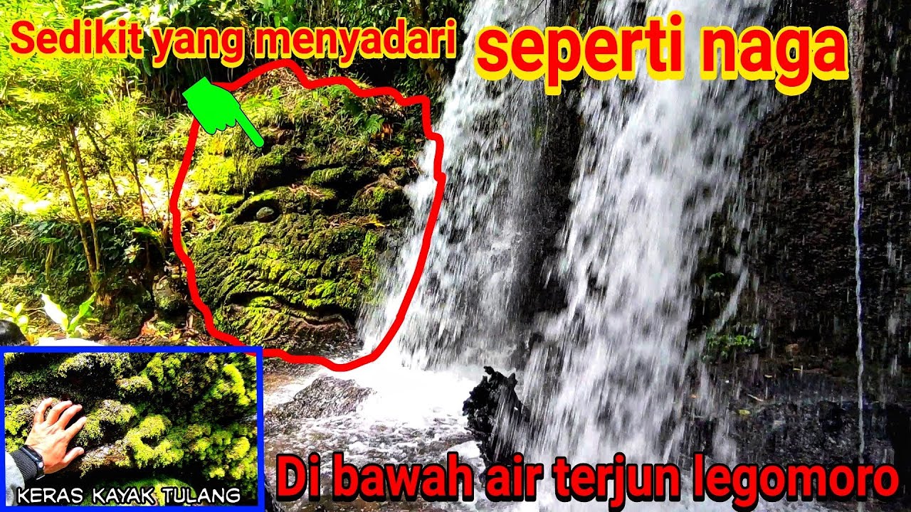 batu kepala Naga di bawah air terjun legomoro banyuwangi - wisata baru di Banyuwangi 2022