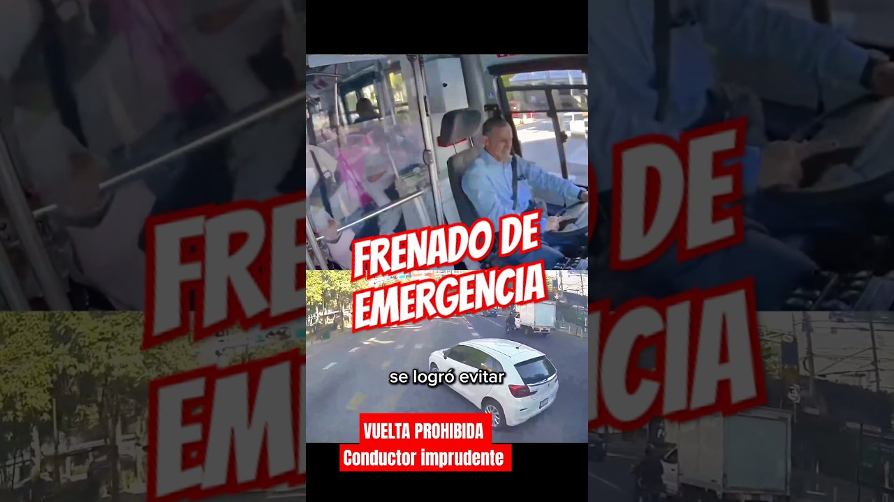 METROB&Uacute;S - FRENADO DE EMERGENCIA, invasi&oacute;n de conductor imprudente realiza una vuelta prohibida